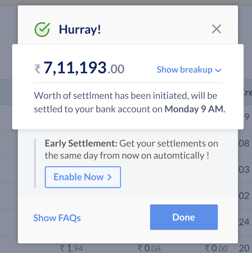 razorpay early settlements