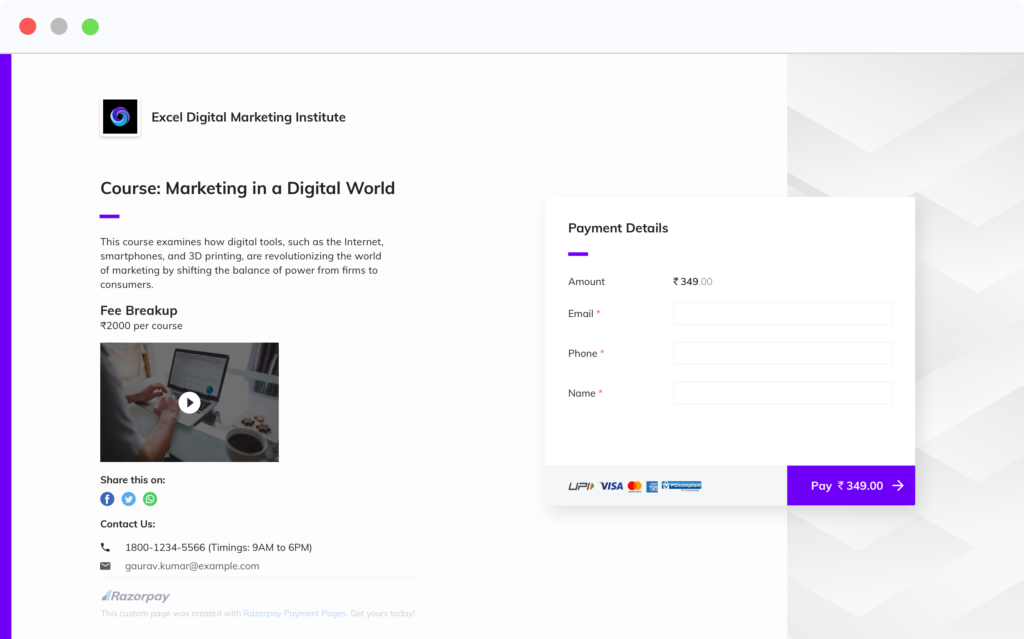 Razorpay Payment Pages Use Cases for SME Payments Enabler