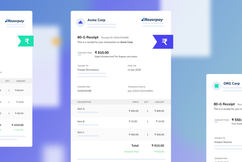 Razorpay payment receipts