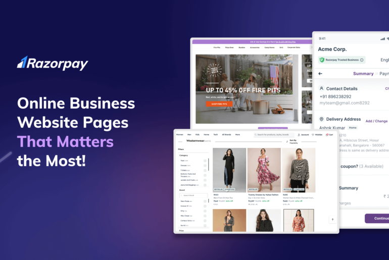 Online business website pages