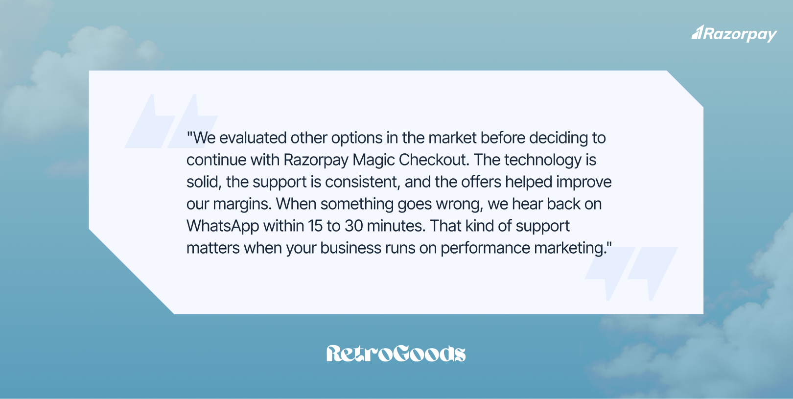 Retro Goods <> Magic checkout case study testimonial