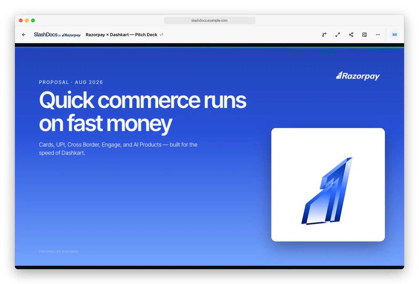 A sales deck with animated slide transitions